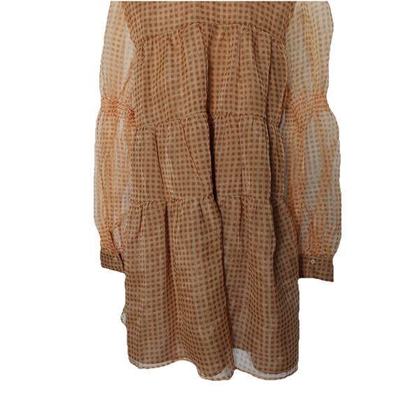 En Saison Gingham Organza Tiered Mini Dress Size M - Picture 8 of 14